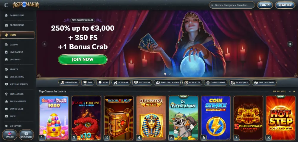 AstroMania Casino homepage