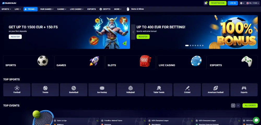 FairPari Casino homepage