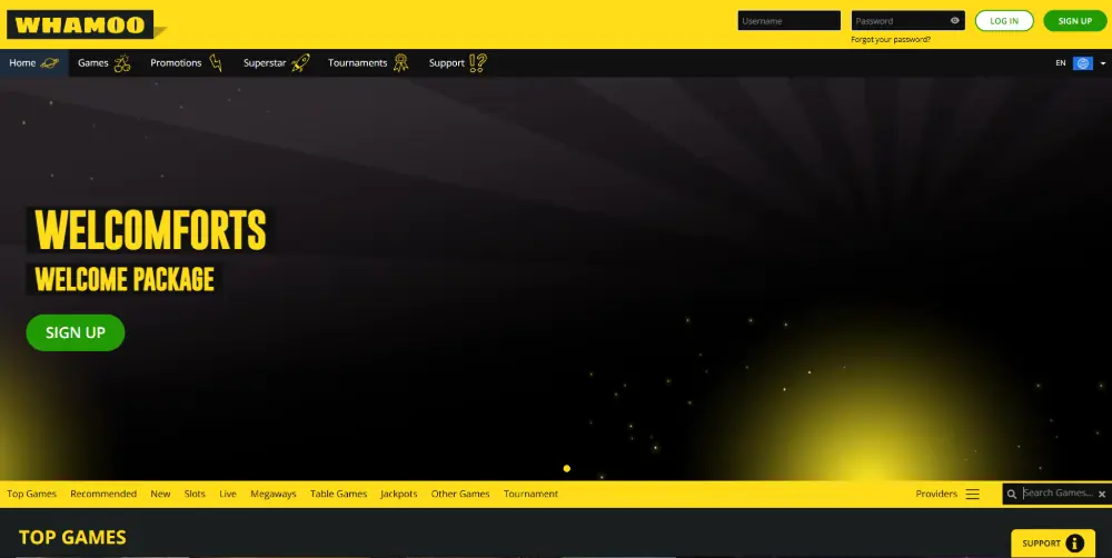 Whamoo Casino homepage